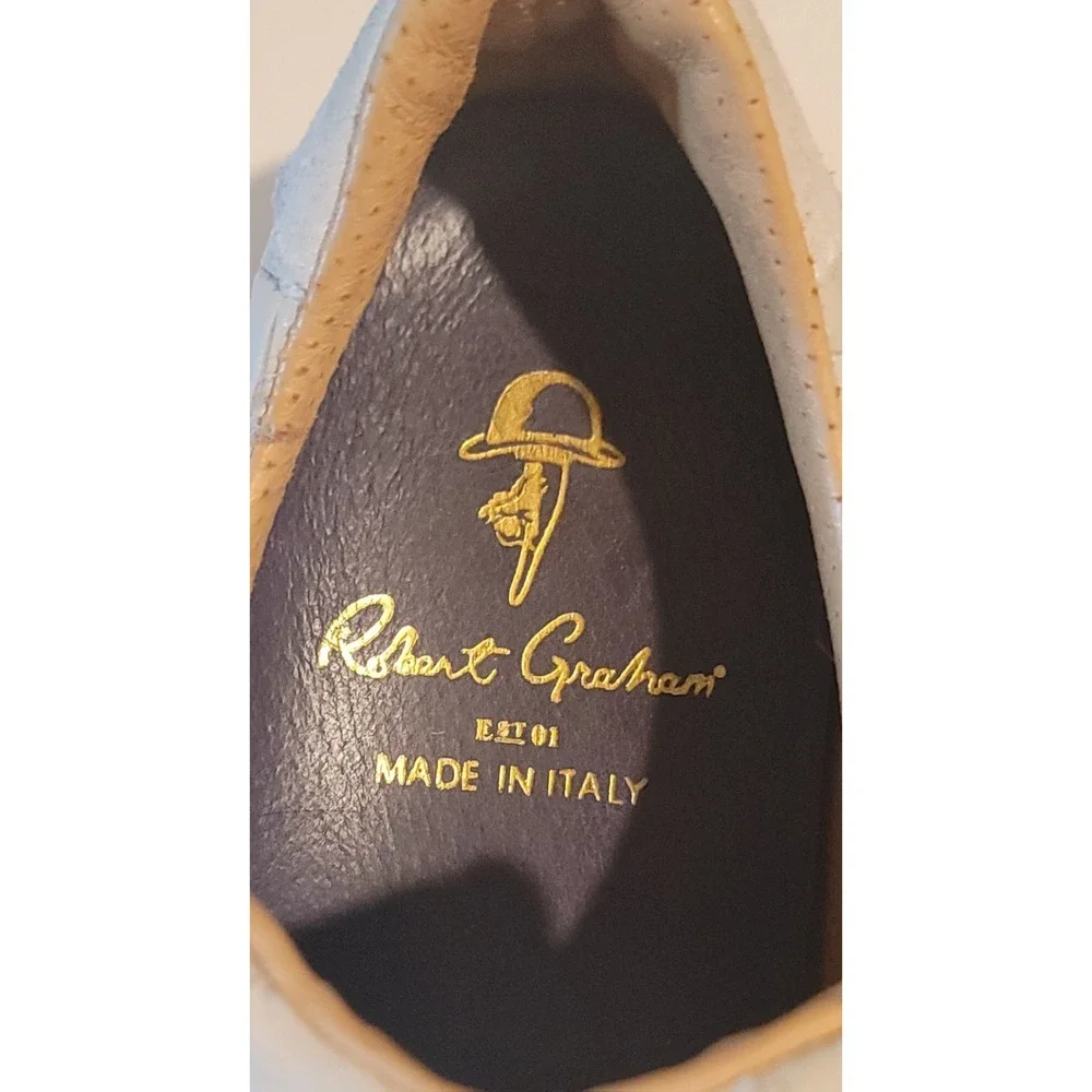 Robert Graham Men's Beige Embossed Aligator Leather Sneakers 8.5D Made in ITALY